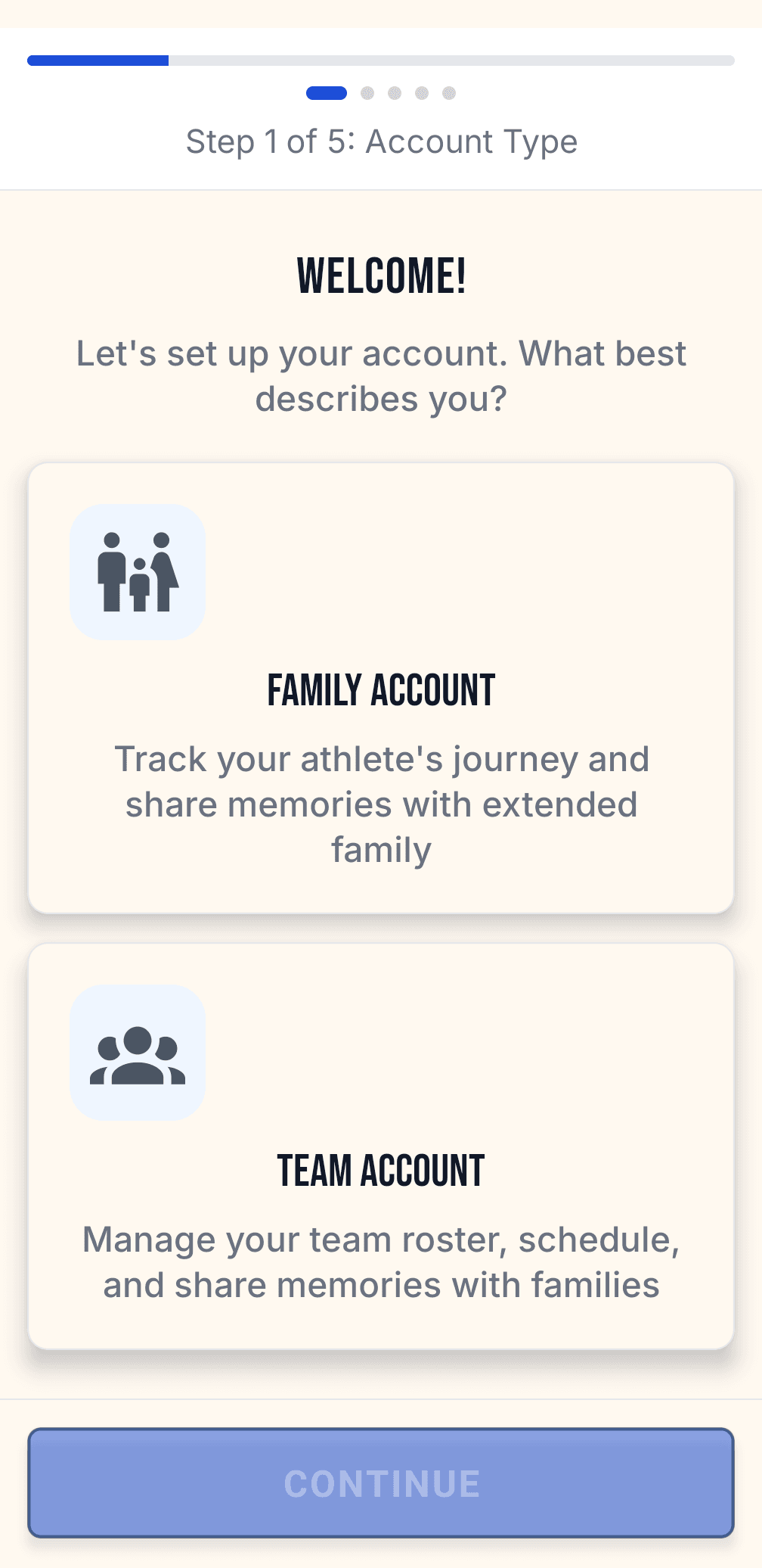 Season setup screen